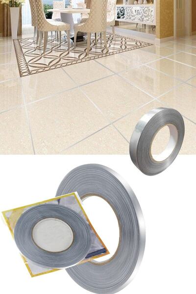 MOBEE 0.5cm 50 Metre Gri Fayans Arası Şerit Dekoratif Yapışkan Renkli Dekor S...