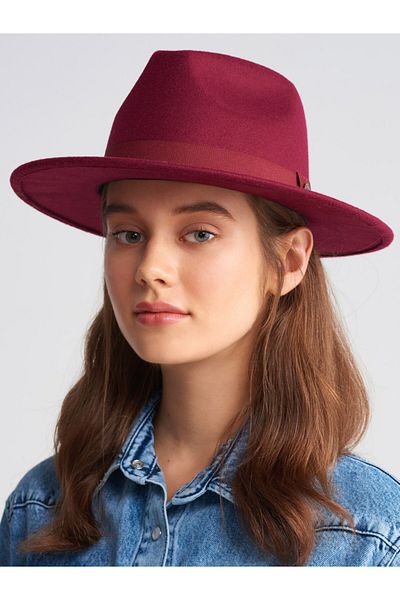 Dilvin Women's Burgundy Fedora Hat 186A01567
