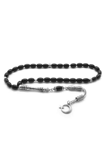 EbruHome مسبحة صلاة من الحجر الطبيعي على شكل نجمة هلالية معدنية غير مشوهة