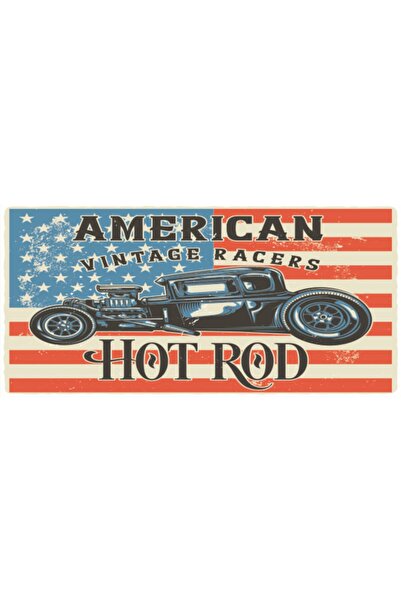 Hayat Poster Μίνι αφίσα American Vintage Car 10 cm x 20 cm - Ξύλινο ρετρό σχέδιο