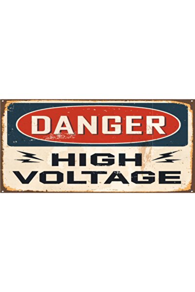 Hayat Poster Μίνι ρετρό ξύλινη αφίσα υψηλής τάσης - Προσοχή (10 cm x 20 cm)