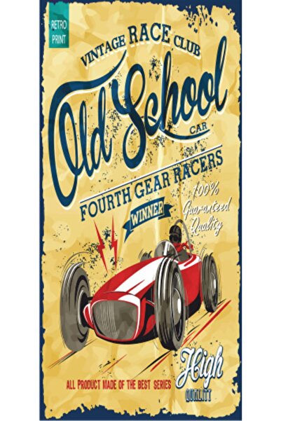 Hayat Poster Μίνι ρετρό ξύλινη αφίσα - αγωνιστικό αυτοκίνητο (10 cm x 20 cm)