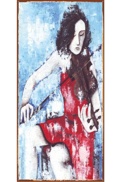 Hayat Poster 10 cm x 20 cm Mini Retro Γυναικεία Ξύλινη Αφίσα - Παίζει Βιολί