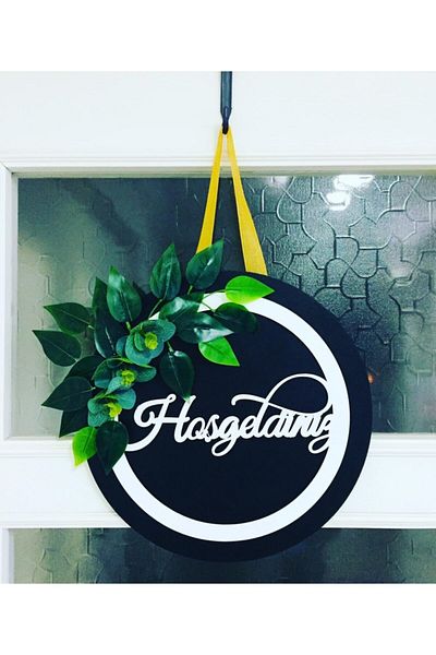 HOBİ55 Ξύλινο Στολίδι Πόρτας Welcome Διακοσμητικό
