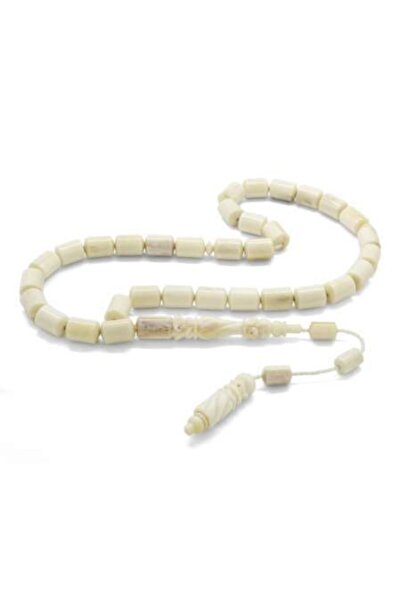 Tesbihane Sistemli Imamesi Işçilikli Kapsül Kesim Doğal Renk Deve Kemiği Tesbih