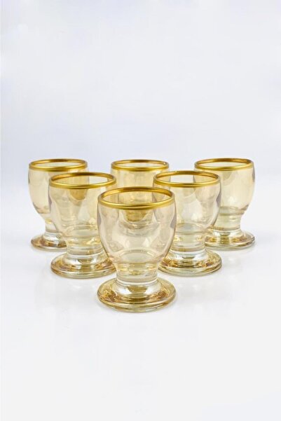 Tiesa Home Altın Yaldızlı Lüsterli Kahve Yanı Su Zemzem Bardağı Takımı Seti 6lı