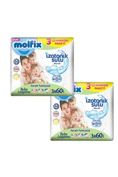 Molfix مناديل مبللة مائية متساوية التوتر للتنظيف - مجموعة من 2 (6 قطع - 360 و...