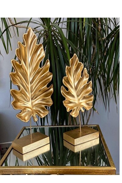 Genel Markalar Çınar Ağacı Yaprak Gold Masa Üstü Sehpa Ev Dekoratif Şık Biblo...