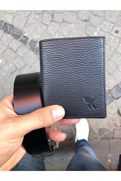 Karalı Deri Karali Deri Klasik Siyah Hakiki Deri Cüzdan Ve Hakiki Deri Kemer Set