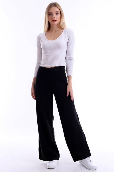 Matte Special Design, Spacious Wide Leg, Soft Texture, Comfortable, Elastic Waist Knit Trousers