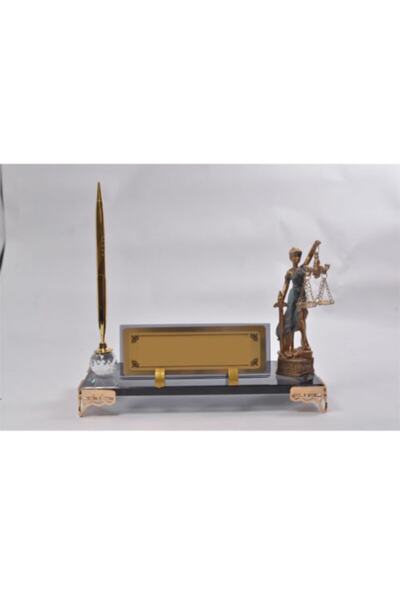 Gündoğan Kristal Cam Masa Isimliği Metal Ayaklı Ve Adalet Terazili Masaüstü H...