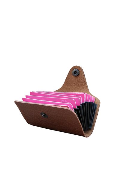 Kemer Dünyası Unisex 10 Compartment New Small Mold Tan Credit Card Holder - Wallet