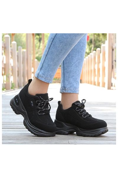 M.P. Unisex Black Wedge Heel Sports Shoes 305