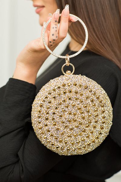 weem bag Βραδινή τσάντα βραχιόλι από χρυσή πέτρα