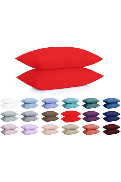 Vefa Home Collection 100% Cotton Ranforce Pillow Case - Red - Set of 2 50x70 -