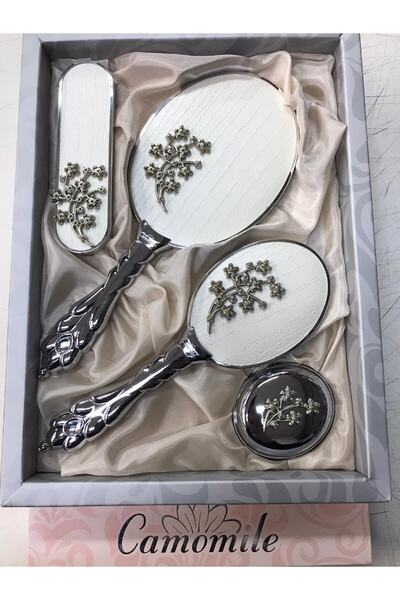CAMOMILE طقم مشط مرآة فاخر، 4 قطع