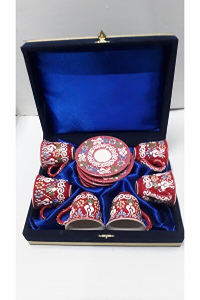 Sultan Çini -çini El Emeği Teşhip Özel Tasarım Kabartma Desenli Çini 6'lı Kad...