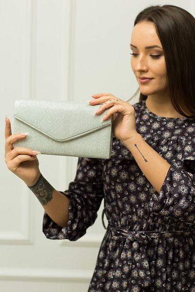weem bag Βραδινή τσάντα φόρεμα με ασημί γκλίτερ