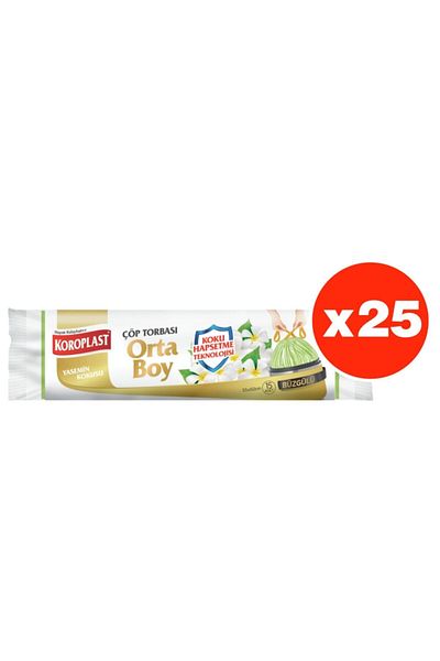 Koroplast Smell Confinement Jasmine Drawstring Medium Size 15 Pieces Garbage Bags X 25 Pack (55*60 Cm)