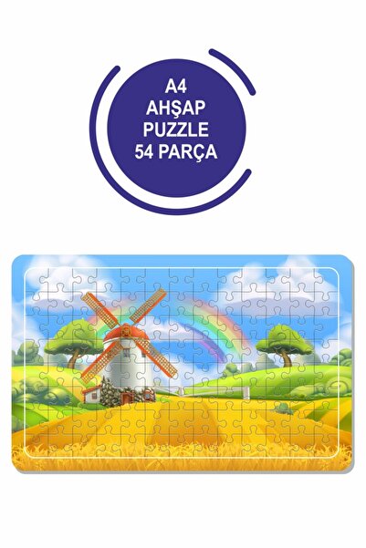 Baskı Atölyesi لغز المزرعة وطاحونة قوس قزح مقاس A4 مكون من 54 قطعة، لعبة، منش...