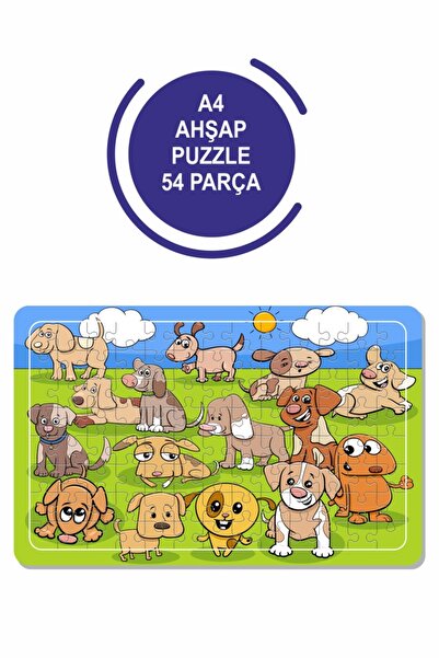 Baskı Atölyesi Sevimli Köpekler A4 54 Parça Puzzle, Oyuncak, Yapboz