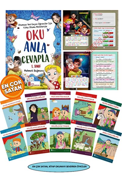 Ata Yayıncılık 1.sınıflar Için Renkli Heceli Oku Anla+keloğlan 10'lu Kitap Seti