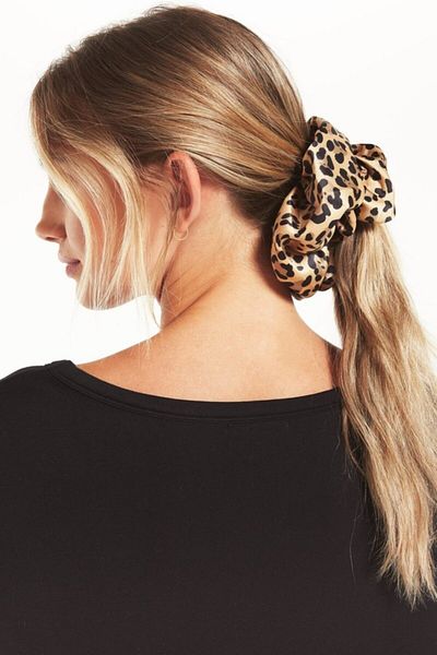 CSR AKSESUAR Cataramă din satin de mătase leopard de mărime medie