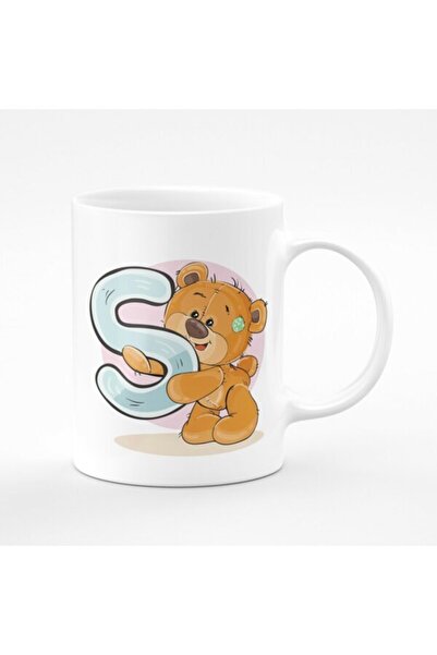 Generic Brand Printed Mug Cup for Children with Letter S Teddy Bear