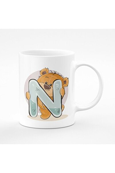 MapavriShop Printed Mug for Children with Letter N Teddy Bear