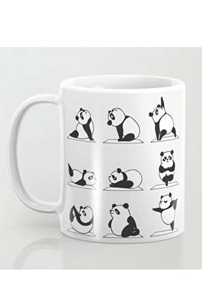 Dienzi كوب بورسلين أبيض بطبعات يوجا باندا