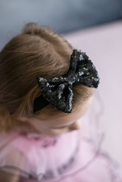 PixyLove Kız Çocuk Siyah Fiyonk Spangle Bandana
