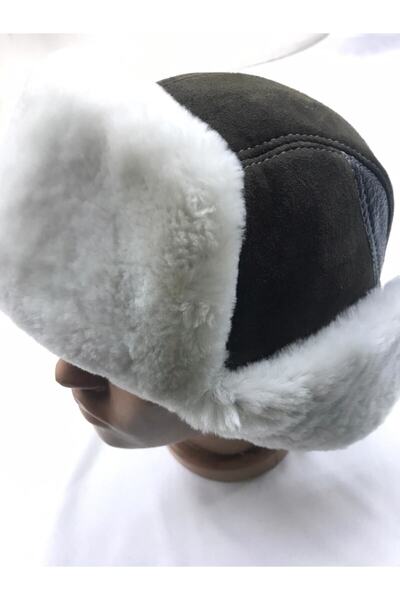 mesa şapka Unisex Siyah Hakiki Deri Pilot Kulaklıklı Şapka Bere