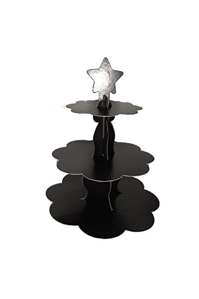 Huzur Party Store Düz Siyah Kek Standı Karton Cup Cake Muffin Standı 3 Katlı ...