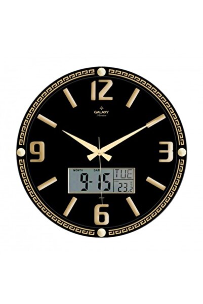 QUARTZ 'iş-sat' Büyük Boy Takvimli Termometreli Higometreli ( Isı Ölçer Ve Nem Ölçer ) Lüks Duvar Saati