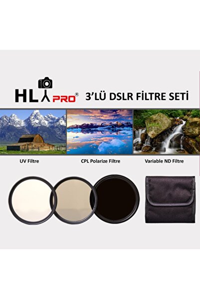 cazipshop 49mm Uv+cpl+nd Vairable Dijital Efekt İçin Çantalı Filtre Seti