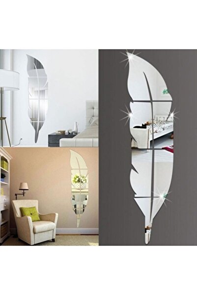 Home Art İstanbul Dekoratif Tüy Desen Gümüş Pleksi Aynalı Lüks Duvar Dekoru (...