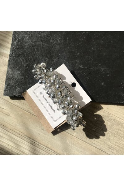 Pearly Handmade Clip de păr cu piatră de cristal afumat