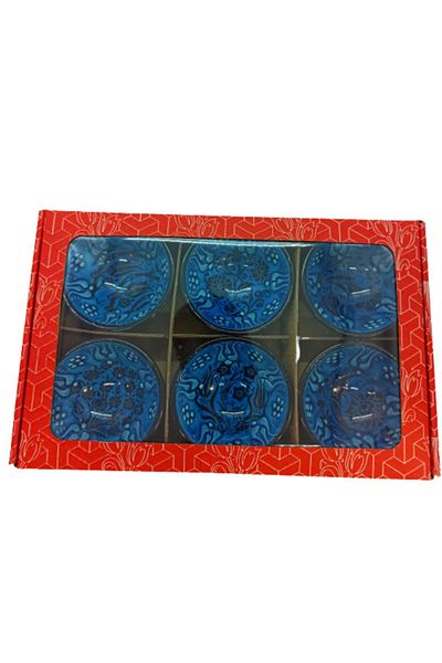 Dost Art Hediyelik Tile Embossing Bowl 6 Pieces 7 Cm Embossed Ceramic Turkish Delight Bowl/Sauce Bowl Snack Bowl
