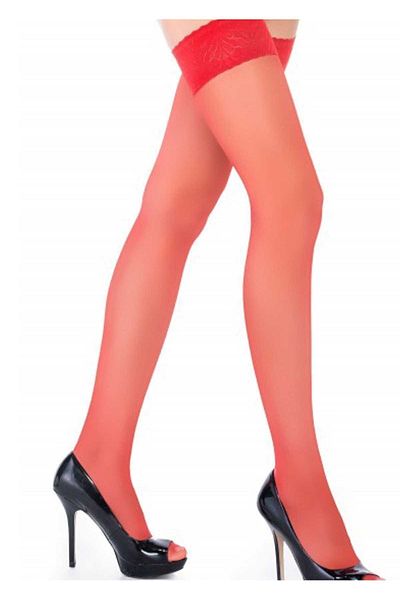 Penti Women's 15 Dens Shiny Thin Toe Transparent Lacy Silicone Red Socks