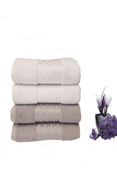 Özdilek 4 Pieces Elissa Hand and Face Towel White Gray