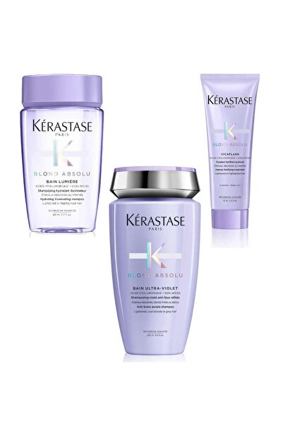 Kerastase Blond Absolu Bain Ultra Violet Şampuan 250ml+ Bain Lumiere 80ml + Cicaflash Krem 75ml