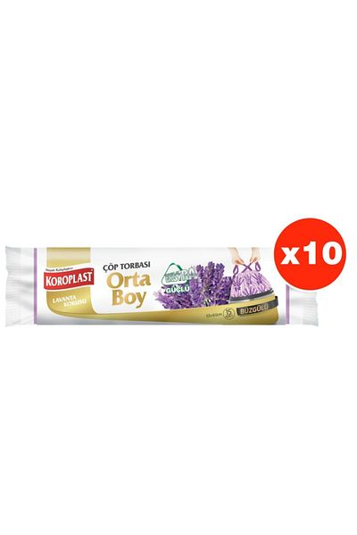Koroplast Extra Strong Lavender Drawstring Medium Size 15 Pieces Garbage Bags X 10 Pack (55*60 Cm)