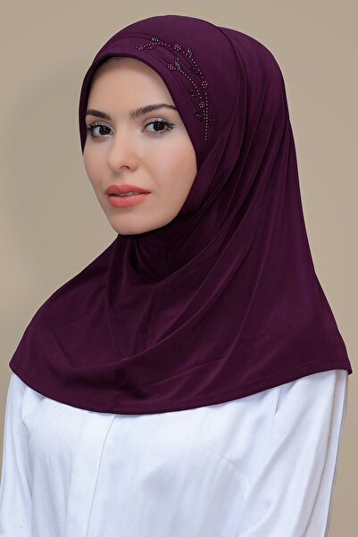 HÜRREM BONE Eșarfă Hijab gata făcută, practic, țesătură nisipoasă, flori lucr...