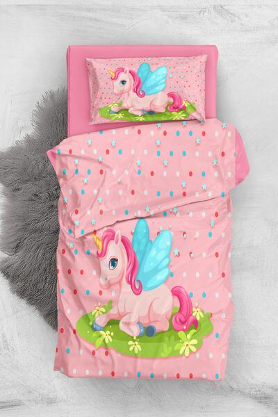 MonoHome Pink Unicorn 3d Pamuk Saten Bebek Nevresim Takımı