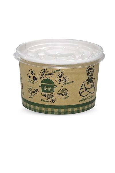 İhtiyaç Limanı Cardboard Soup Bowl Lid Disposable Bowl 500 Pieces