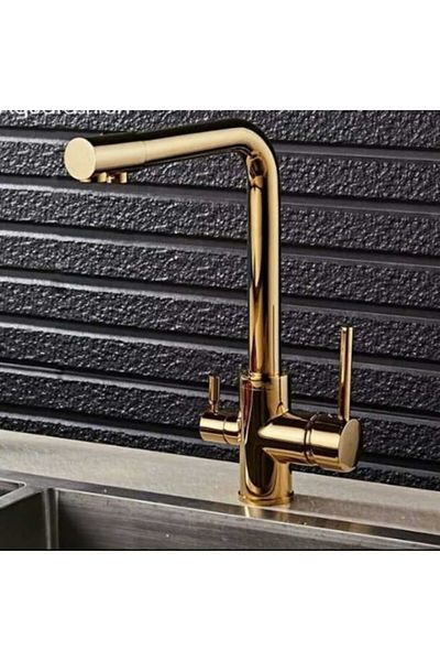 MYM Mermer Yapı Market Tasarım Gold Plated Purified Sink Faucet