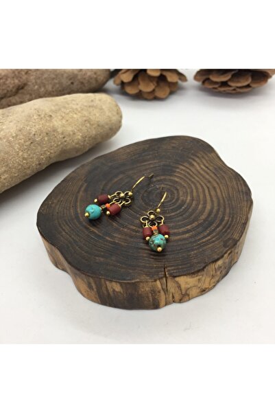 Porsuk Alternatif El Yapımı Etnik Otantik Bohem Doğal Taş Küpe