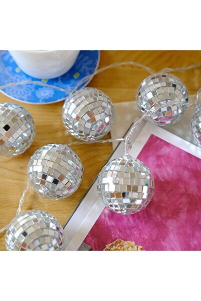 Raicon Mini Disko Topu Dekoratif Süsleme 10’lu Led Zinciri Pilli Süs Led