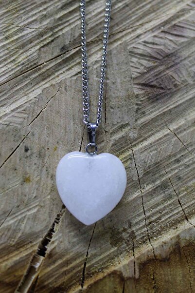 Taşmeran قلادة قلب من حجر الكوارتز الطبيعي Tky0109