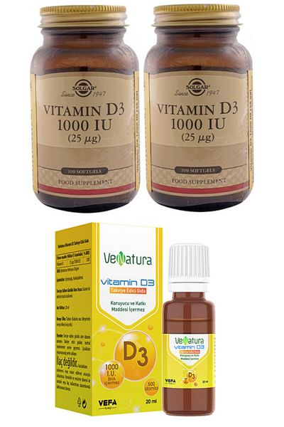 VeNatura D3 Damla 1000 Iu - 20 Ml Solgar Softgel Capsule*2 Pieces